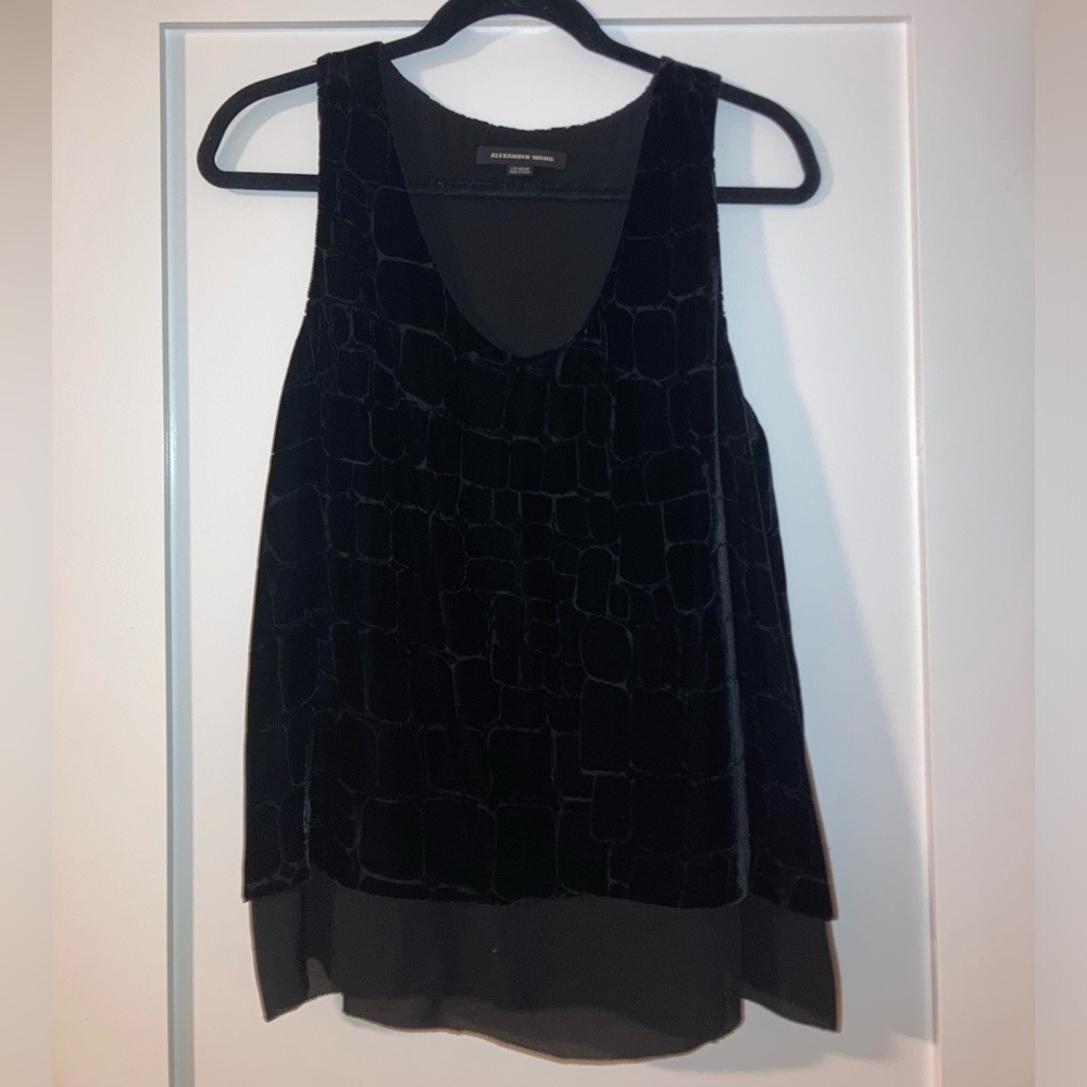 Alexander Wang velvet patterned tank top with see through sheath on bottom